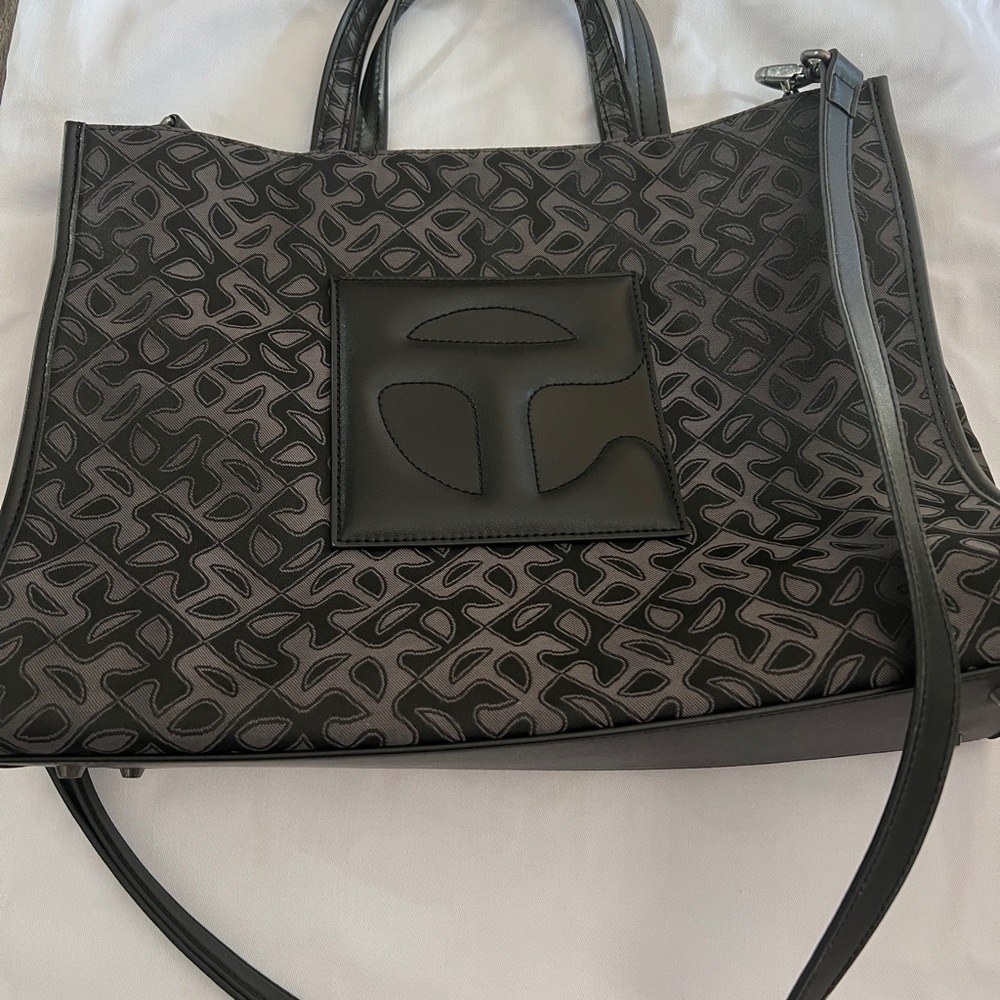Telfar Jacquard Shopper - Black and Gray Monogram Tote Bag